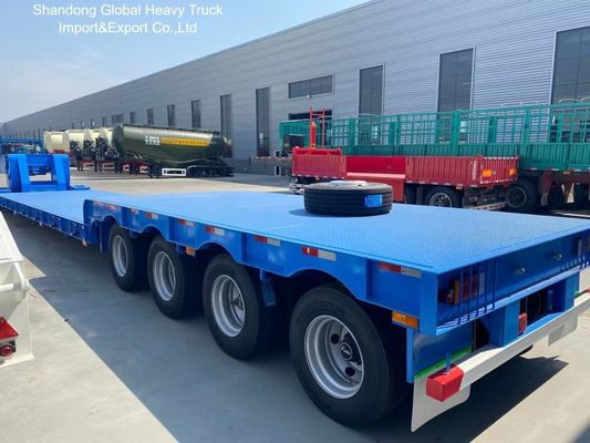 100 Ton Low Bed Semi Trailer with Reinforced High-Tensile Steel and Hydraulic Ramp System for Heavy Equipment Transport
